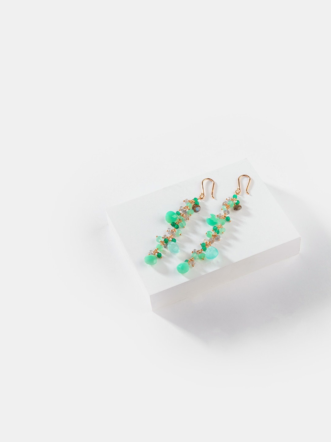 

SHAYA Gold-Plated & 925 Sterling Silver Green Contemporary Drop Earrings