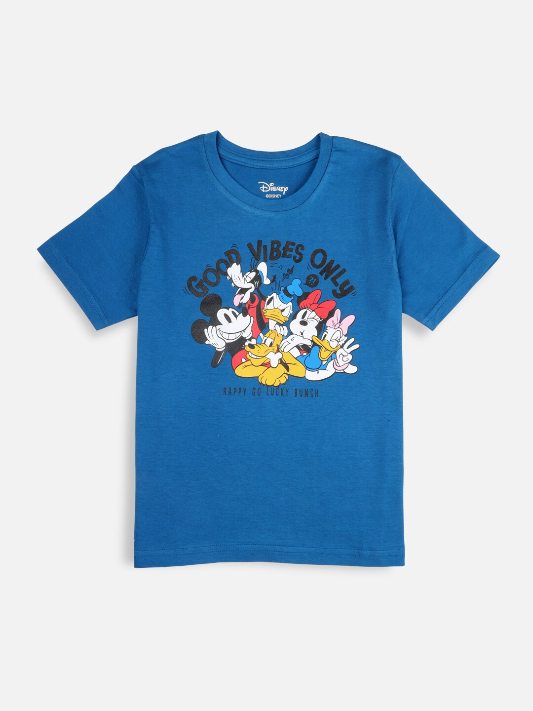 

Nap Chief Kids Navy Blue Mickey & Friends Printed Slim Fit Pure Cotton T-shirt