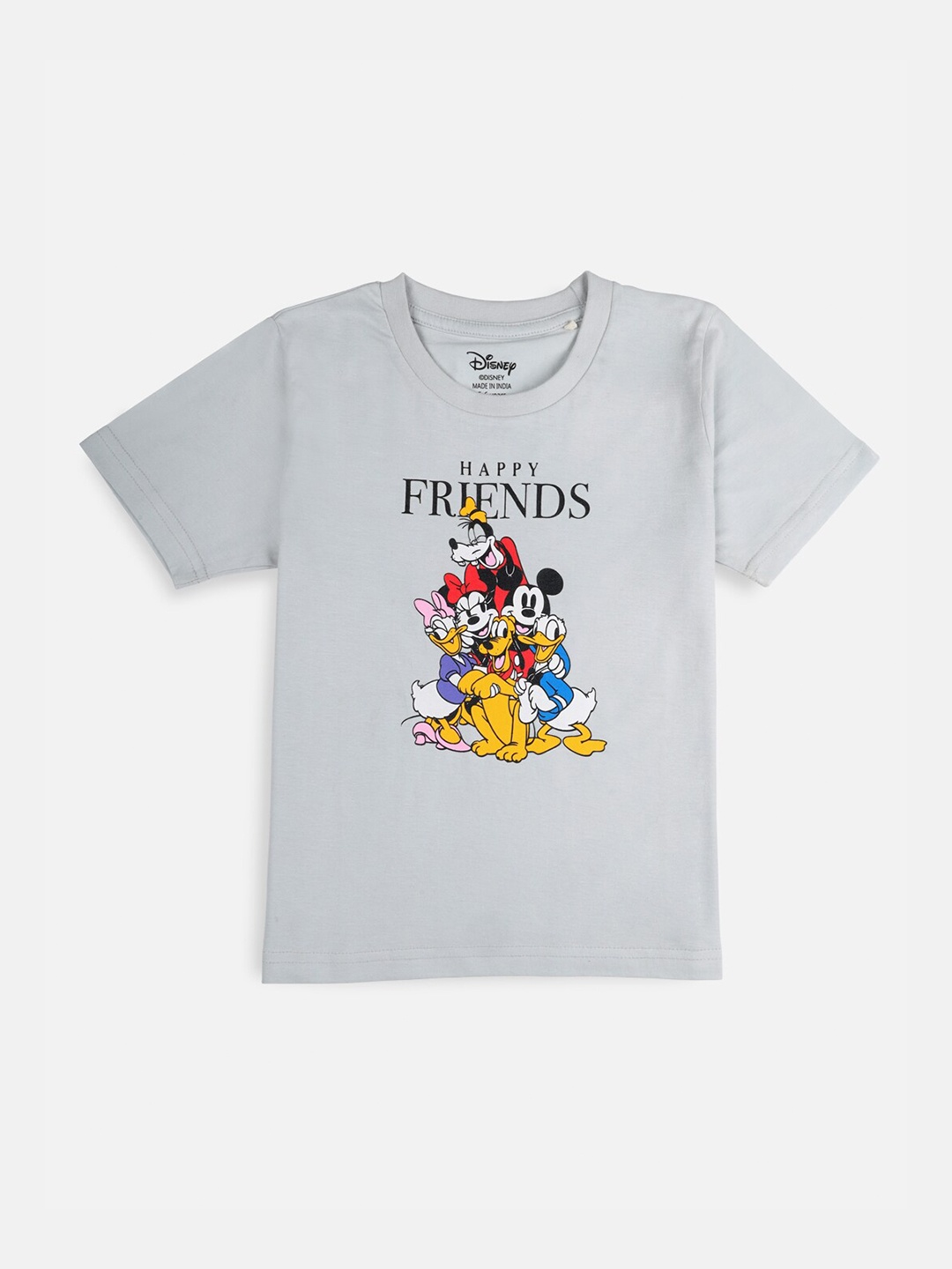 

Nap Chief Kids Grey Mickey & Friends Printed Slim Fit Pure Cotton Outdoor T-shirt