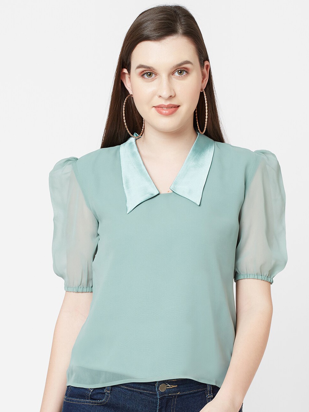 

MISH Women Sea Green Georgette Top
