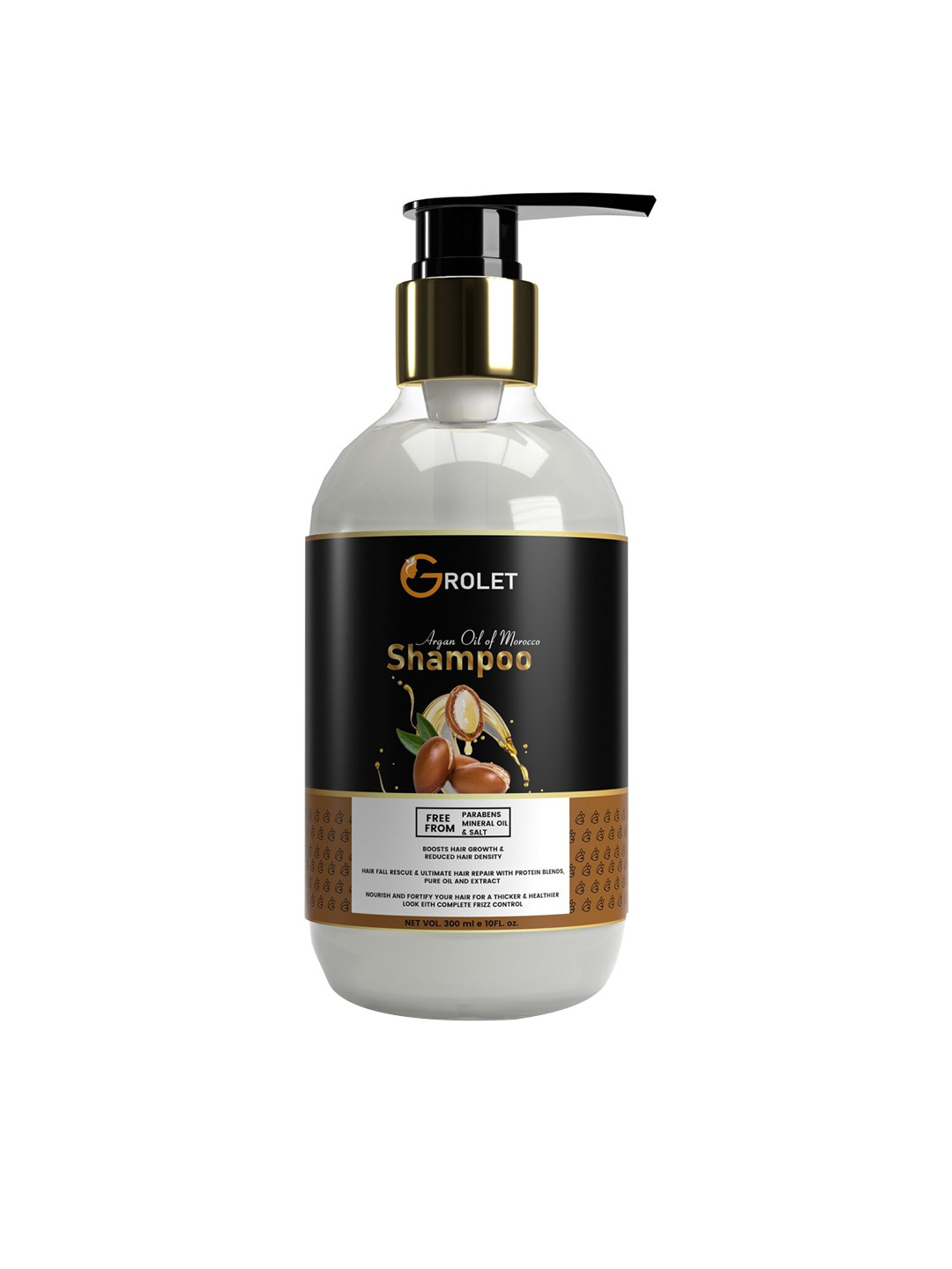 

GROLET Argan Oil of Morocco Keratin Shampoo for Hair Strengthening - 300ml, Black