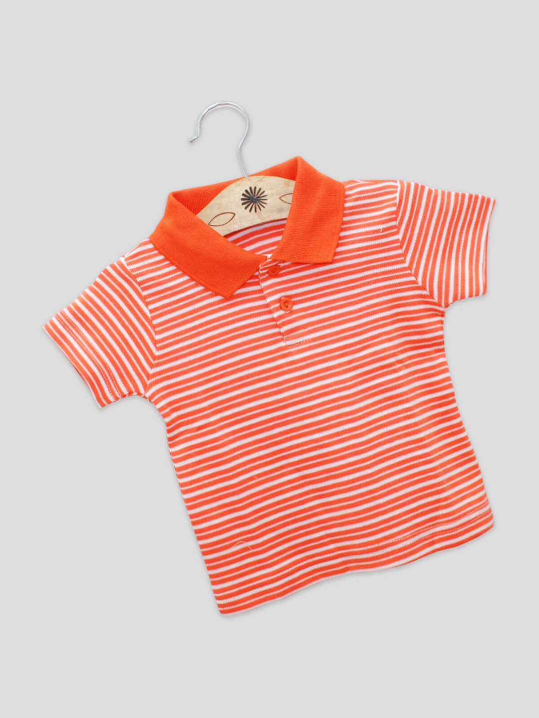 

Born Babies Kids Red Striped Polo Collar T-shirt