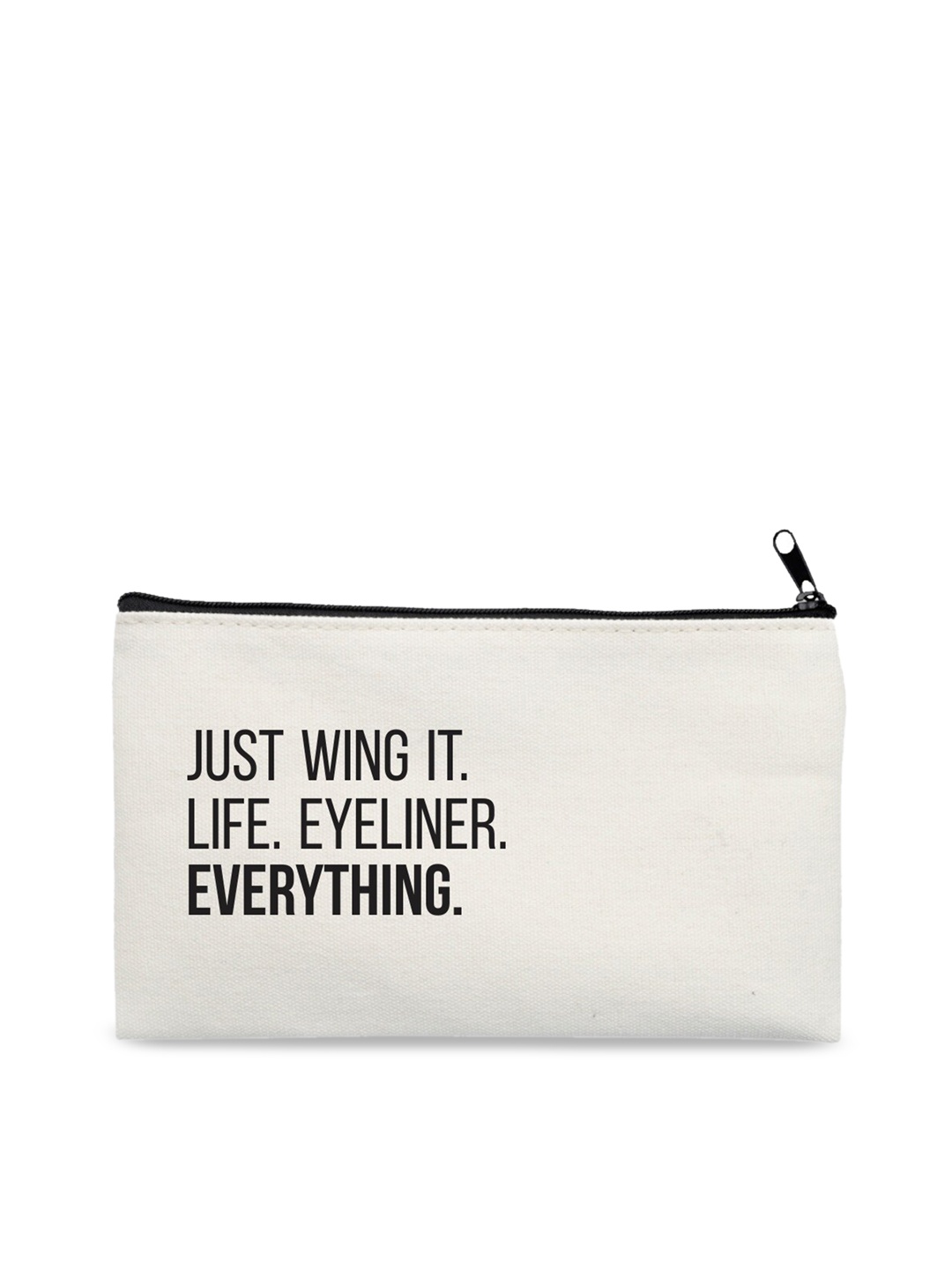

The Art People Off White & Black Typography Printed Travel Pouch