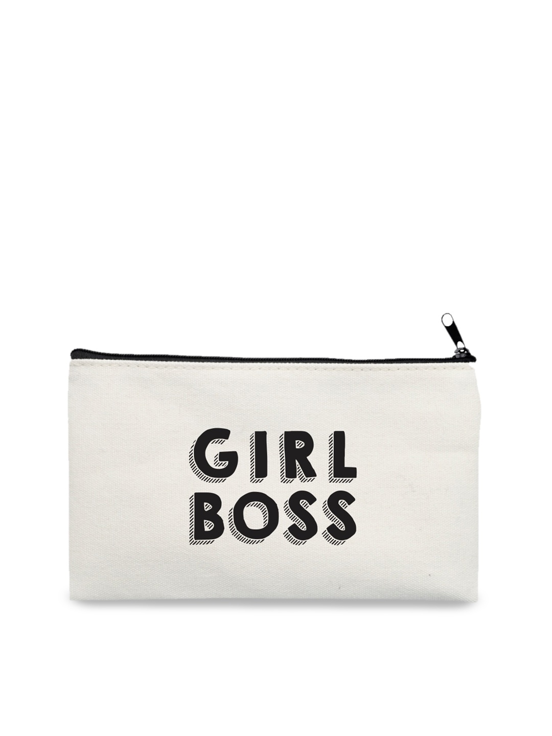 

The Art People Off White & Black Printed Canvas Travel Pouch