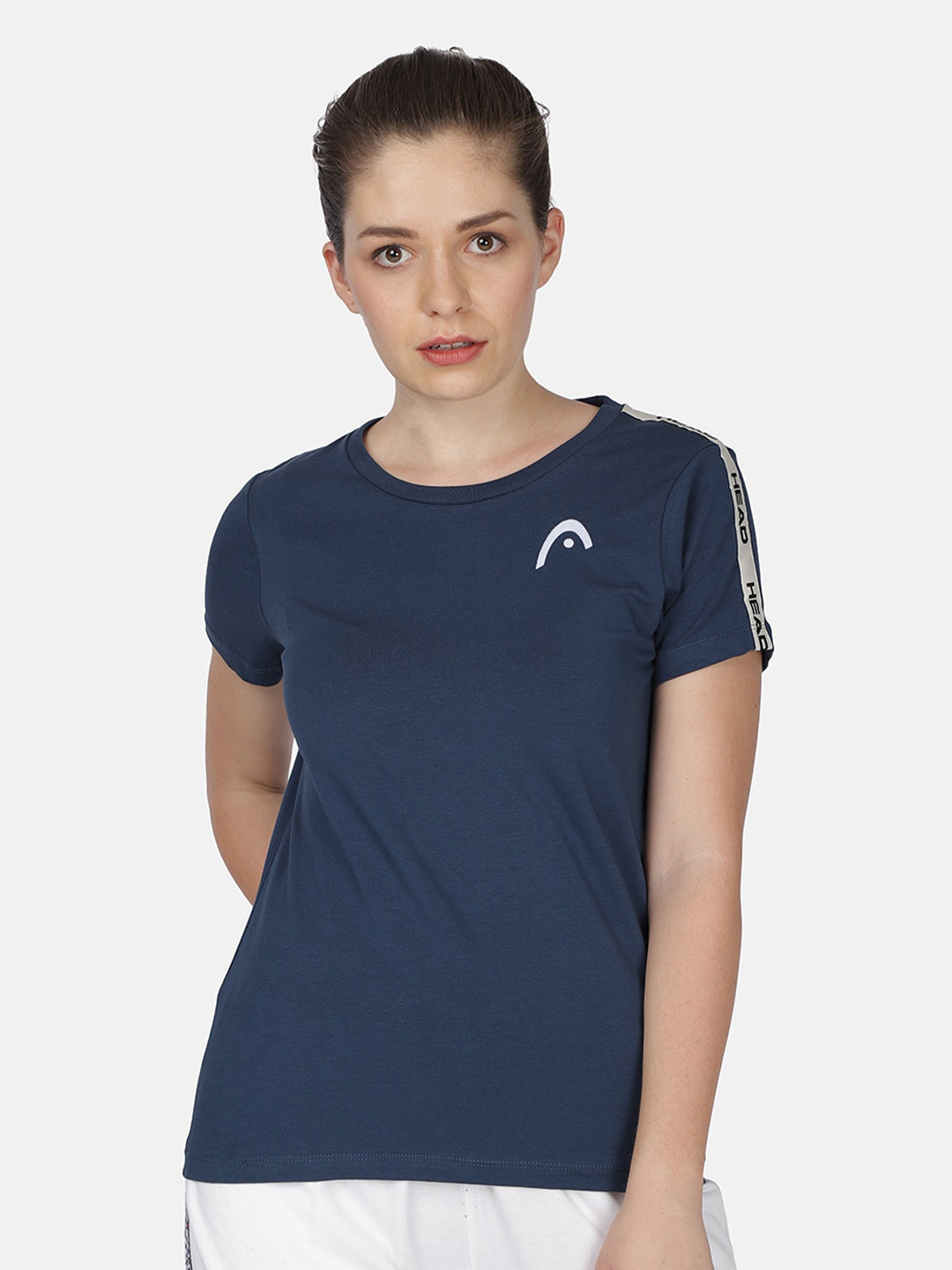 

Head Women Navy Blue Slim Fit Training or Gym T-shirt