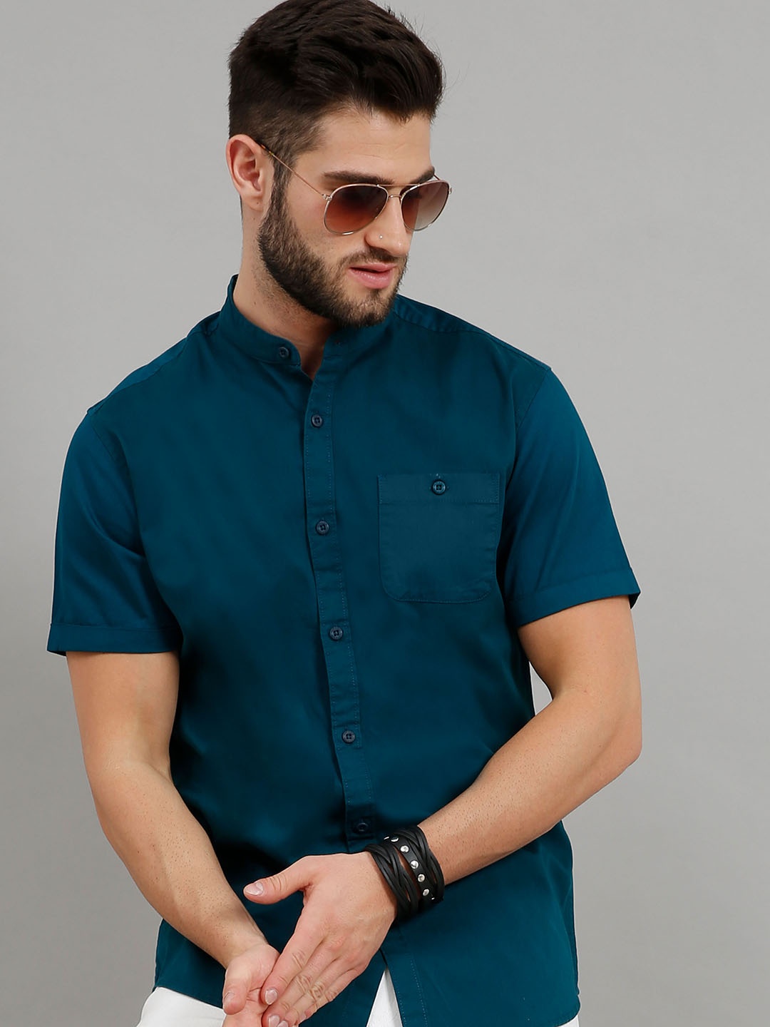 

HERE&NOW Men Teal Slim Fit Casual Shirt