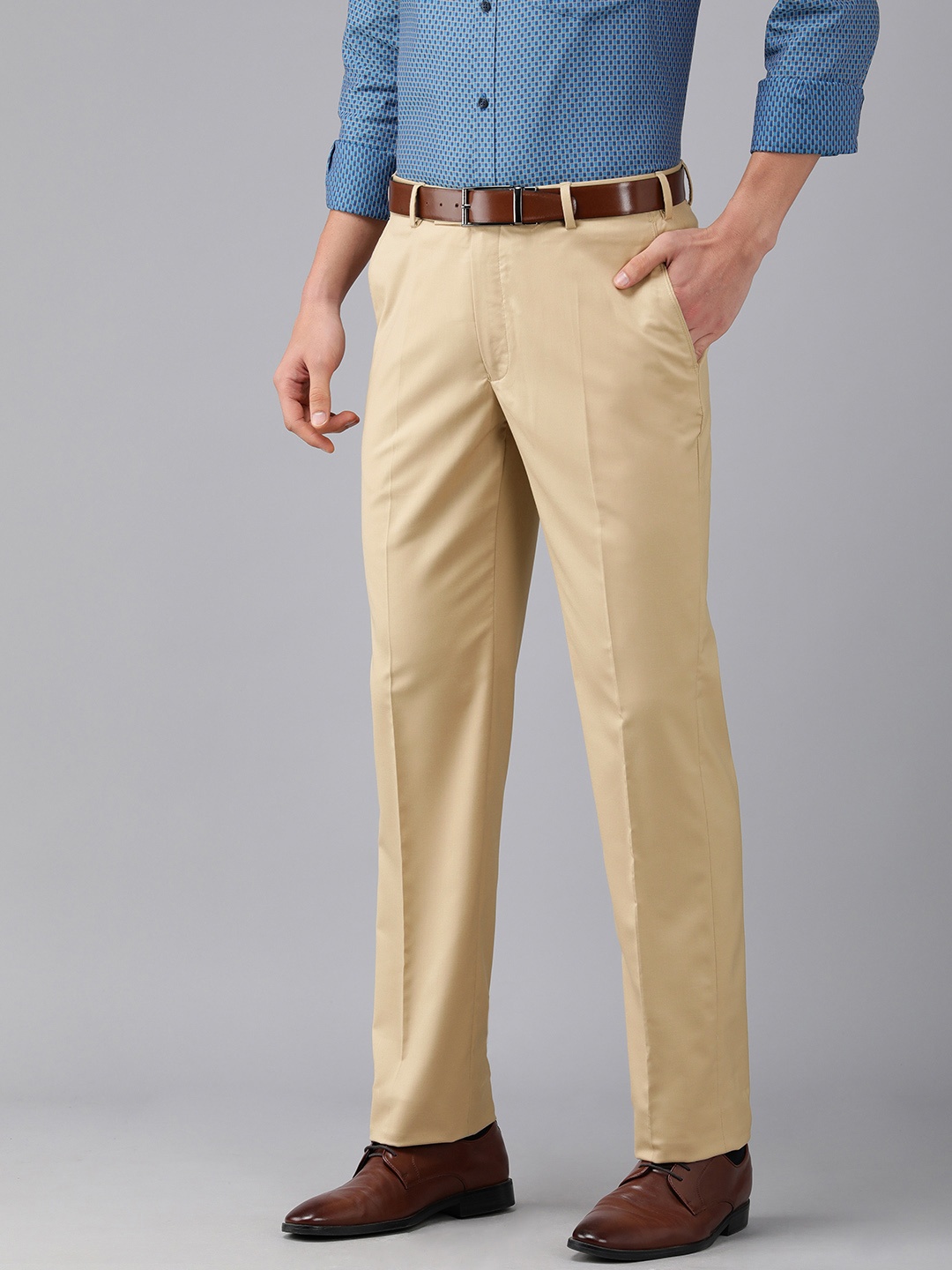 

Park Avenue Men Beige Smart Fit Trousers