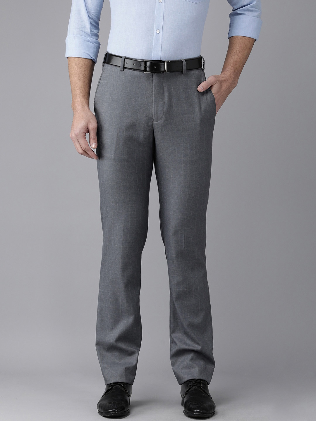 

Park Avenue Men Grey Formal Trousers