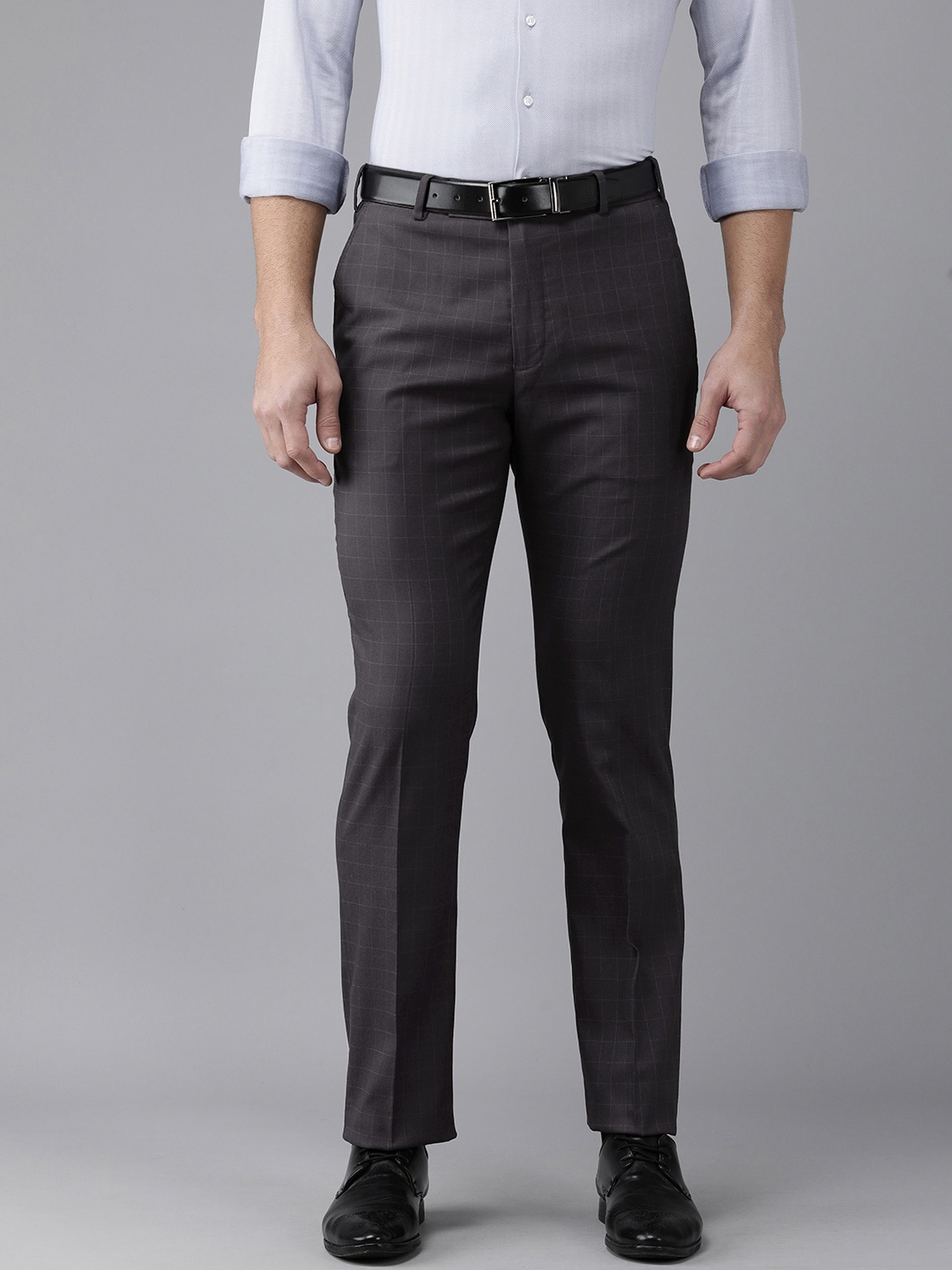 

Park Avenue Men Blue Checked Formal Trousers