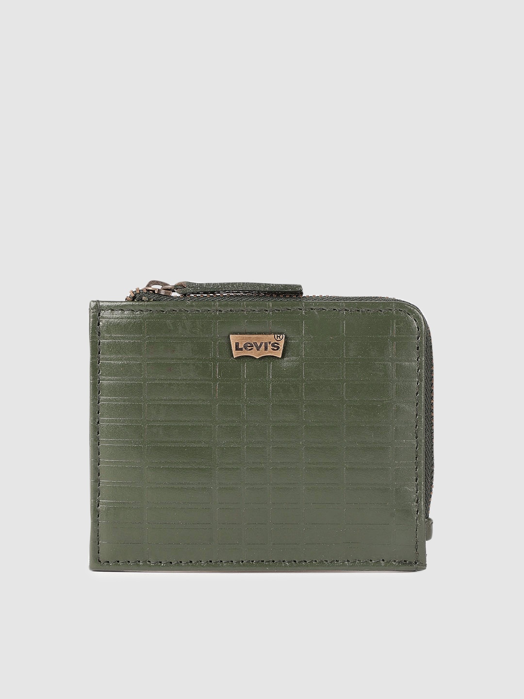 

Levis Men Green Textured Leather Card Holder