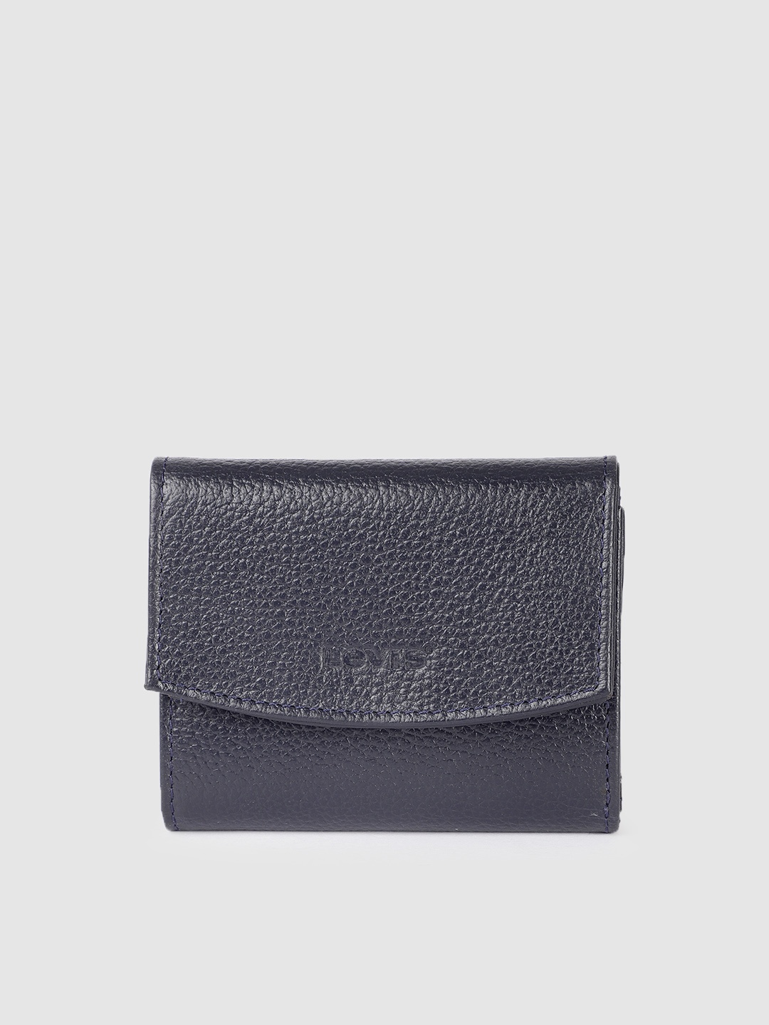 

Levis Men Leather Solid Three Fold Wallet, Navy blue