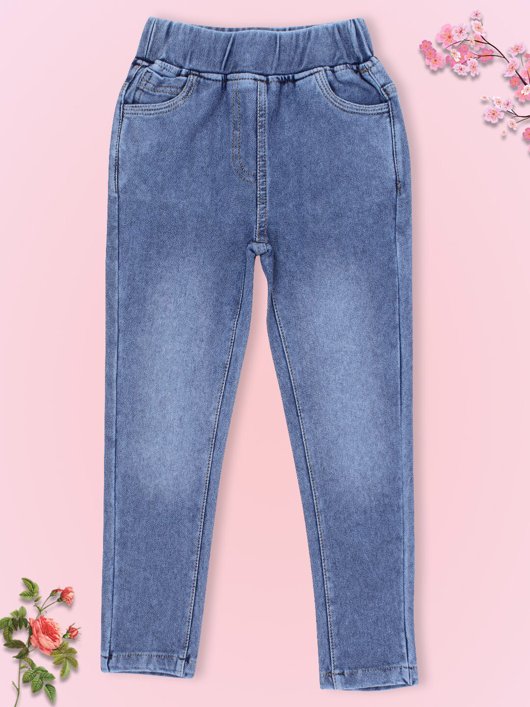 

CUTECUMBER Girls Blue Washed Denim Jeggings