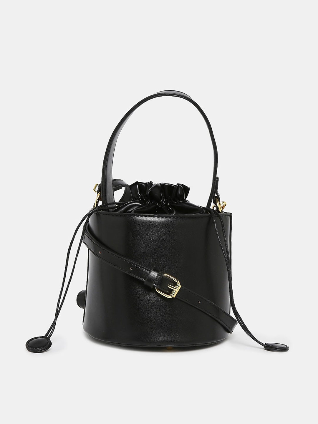 

20Dresses Black PU Bucket Sling Bag