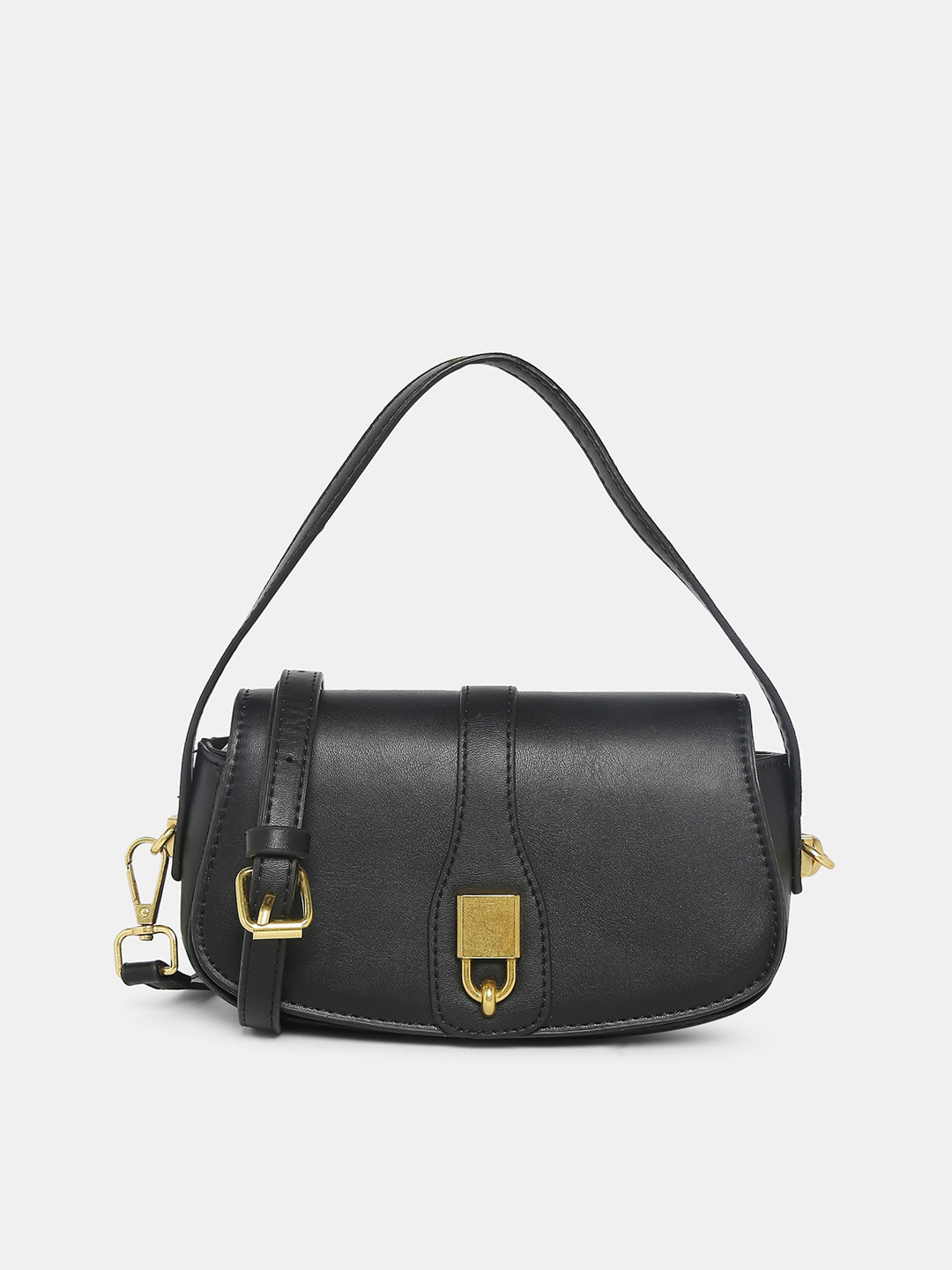 

20Dresses Black PU Oversized Structured Handheld Bag