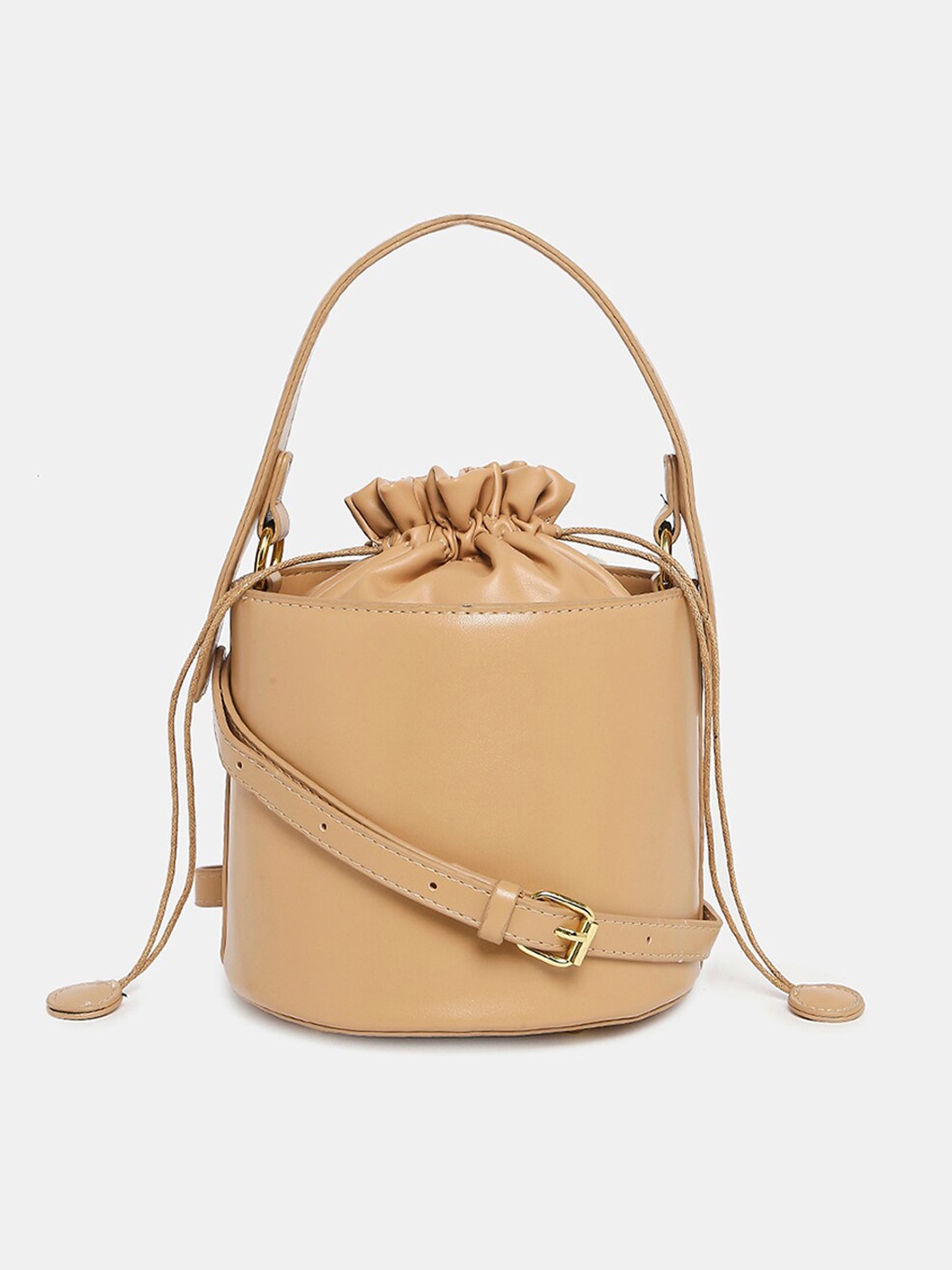 

20Dresses Beige PU Structured Handheld Bag with Fringed