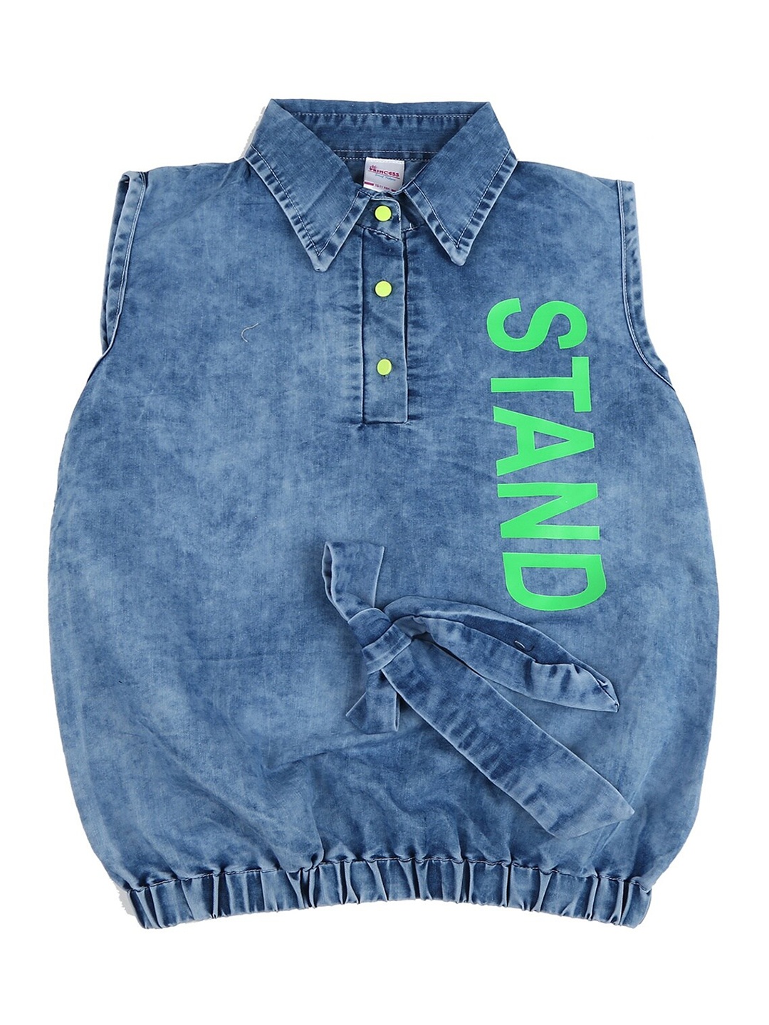 

V-Mart Blue & Green Print Cotton Denim Top