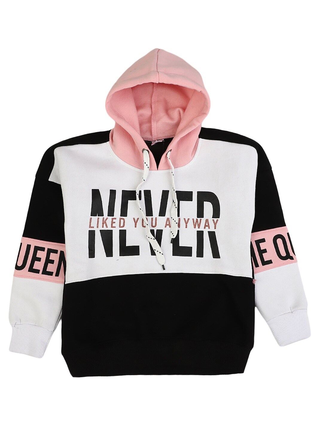 

V-Mart Girls White Printed Hooded Sweatshirt