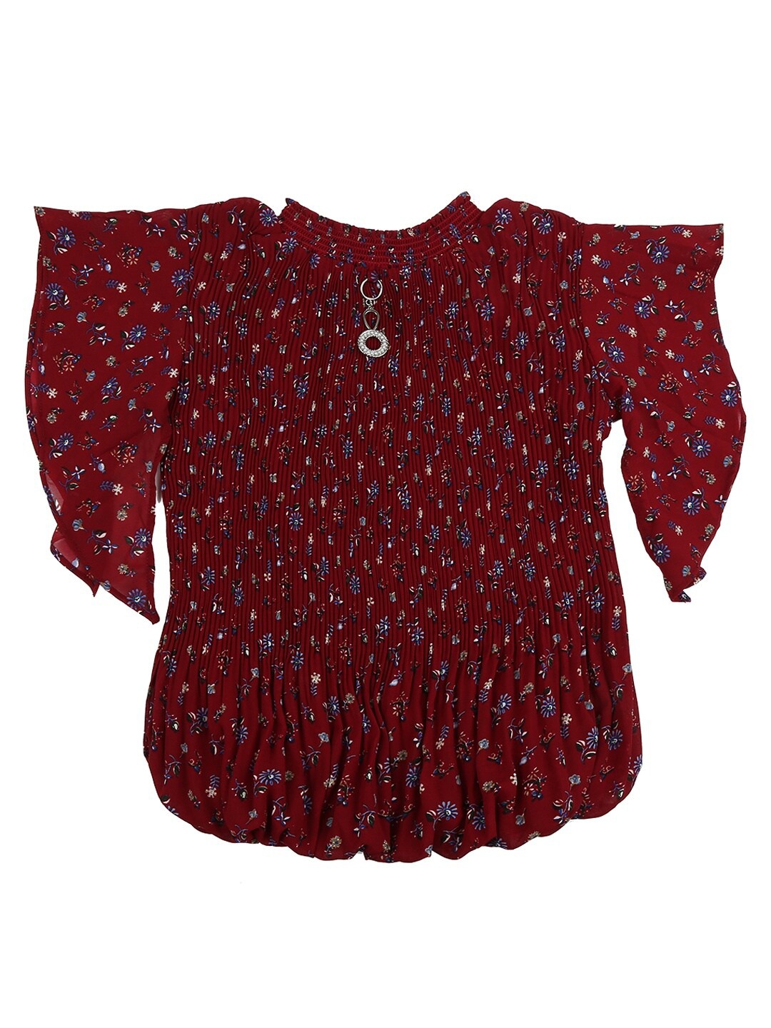 

V-Mart Maroon Print Top