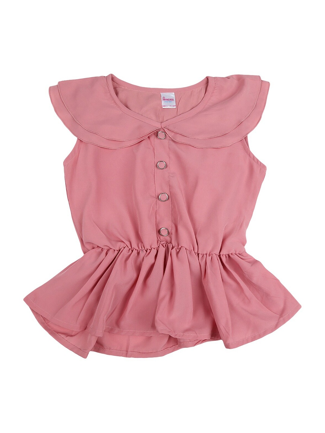 

V-Mart Pink Peter Pan Collar Cinched Waist Top