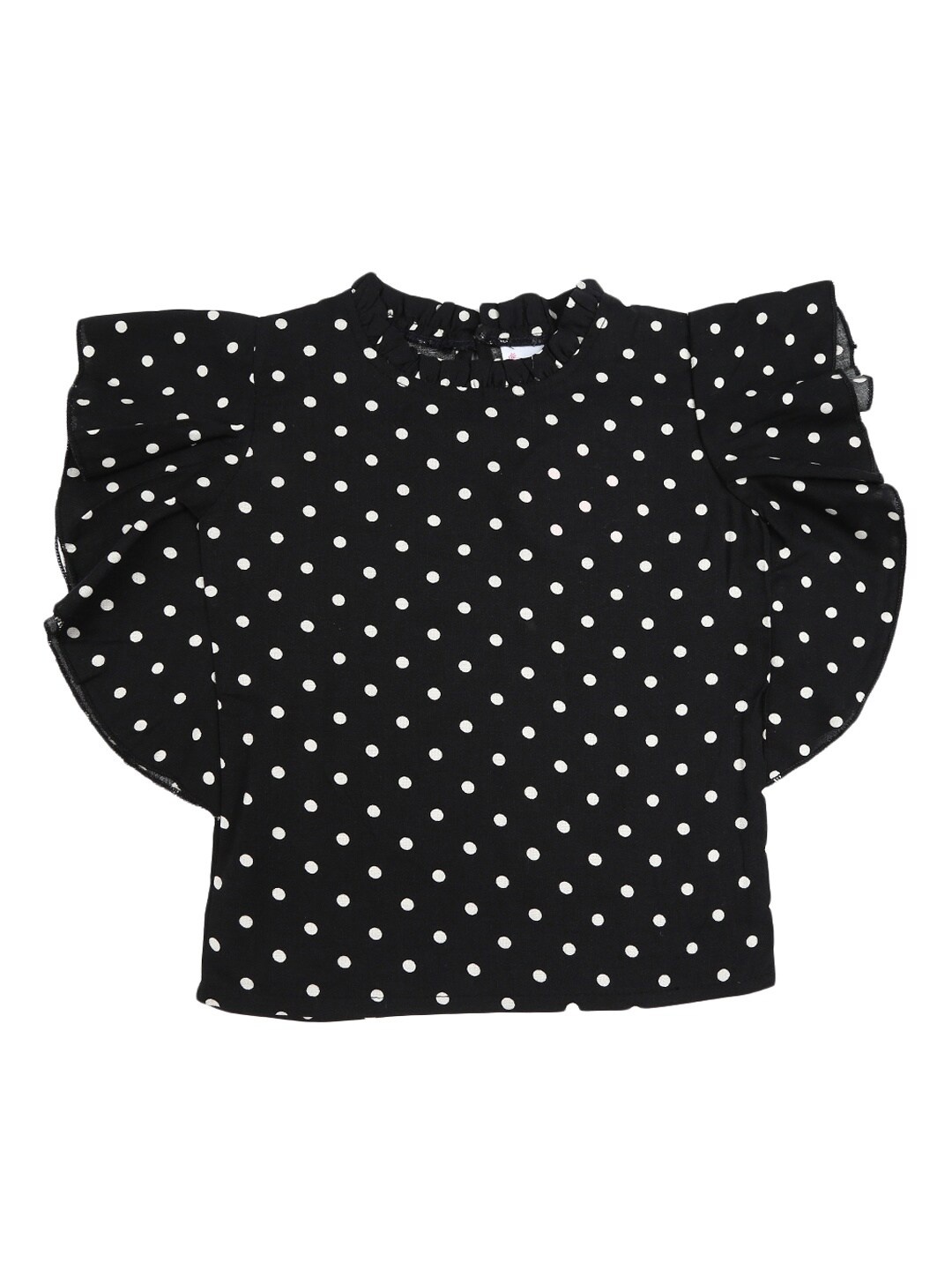 

V-Mart Girls Black & White Polka Dots Printed Top