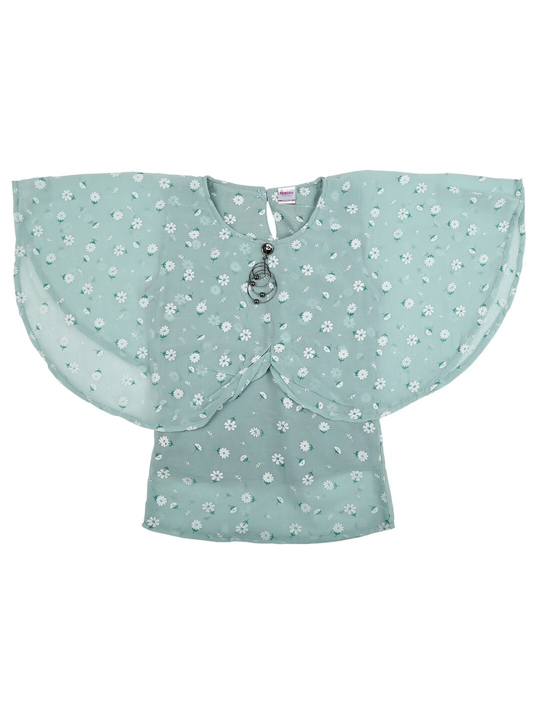 

V-Mart Sea Green Print Georgette Knitted Top