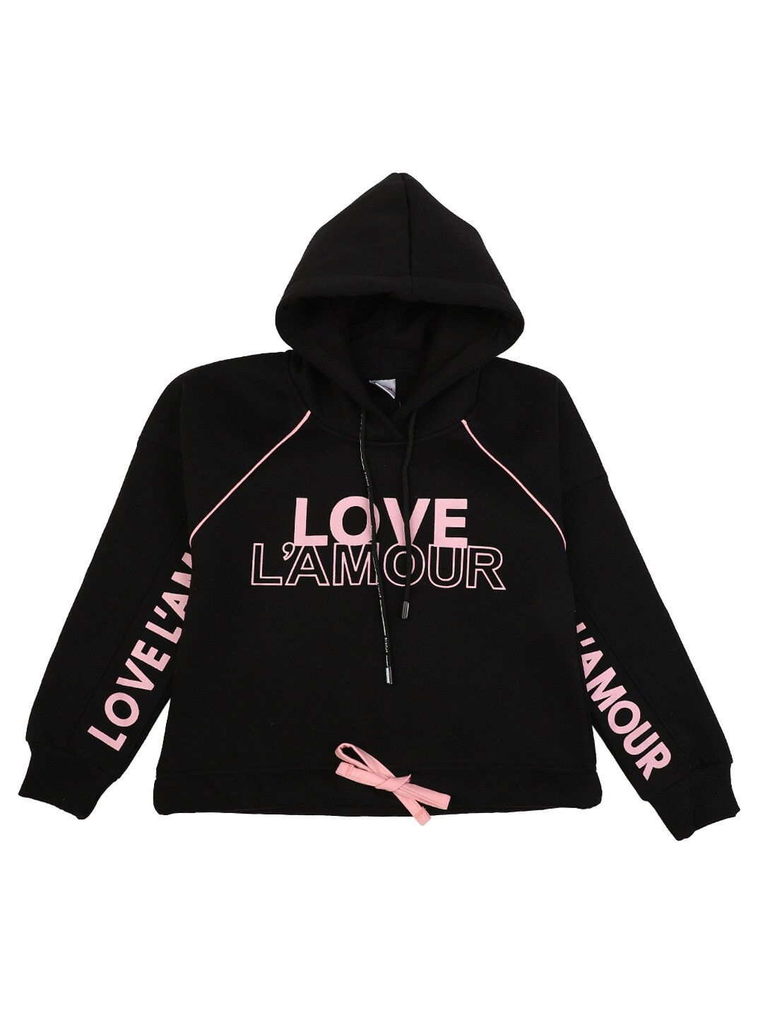 

V-Mart Navy Blue & Pink Print Hooded Cotton Top