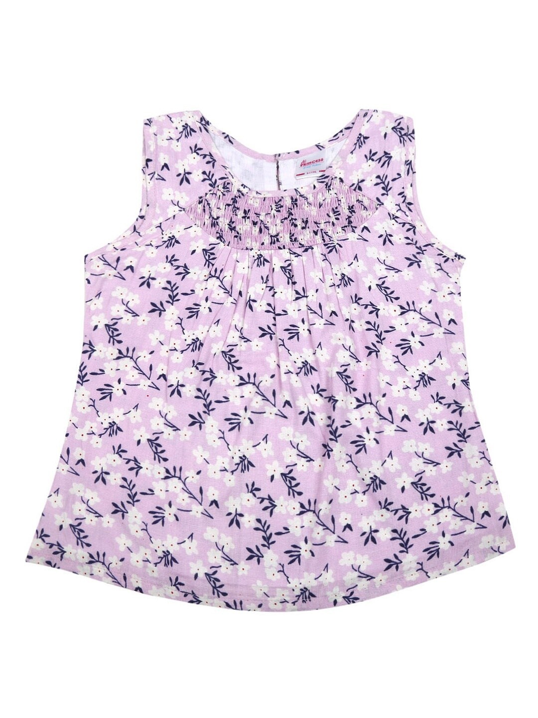 

V-Mart Purple Floral Print Smocked Top
