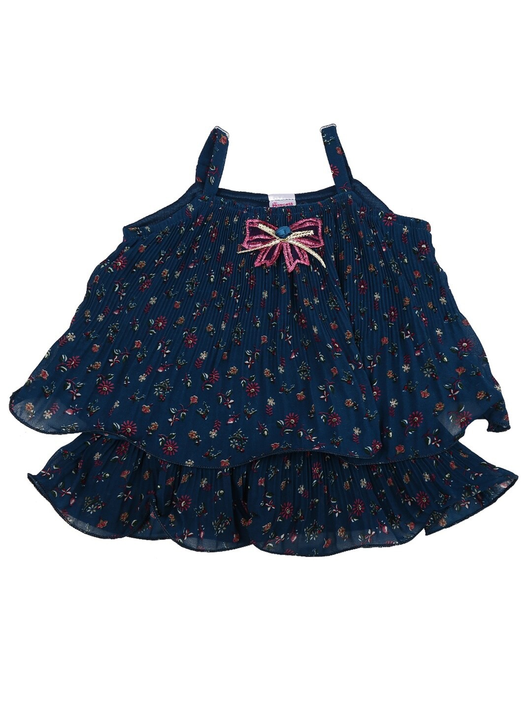 

V-Mart Girls Blue Floral Print Tiered Top