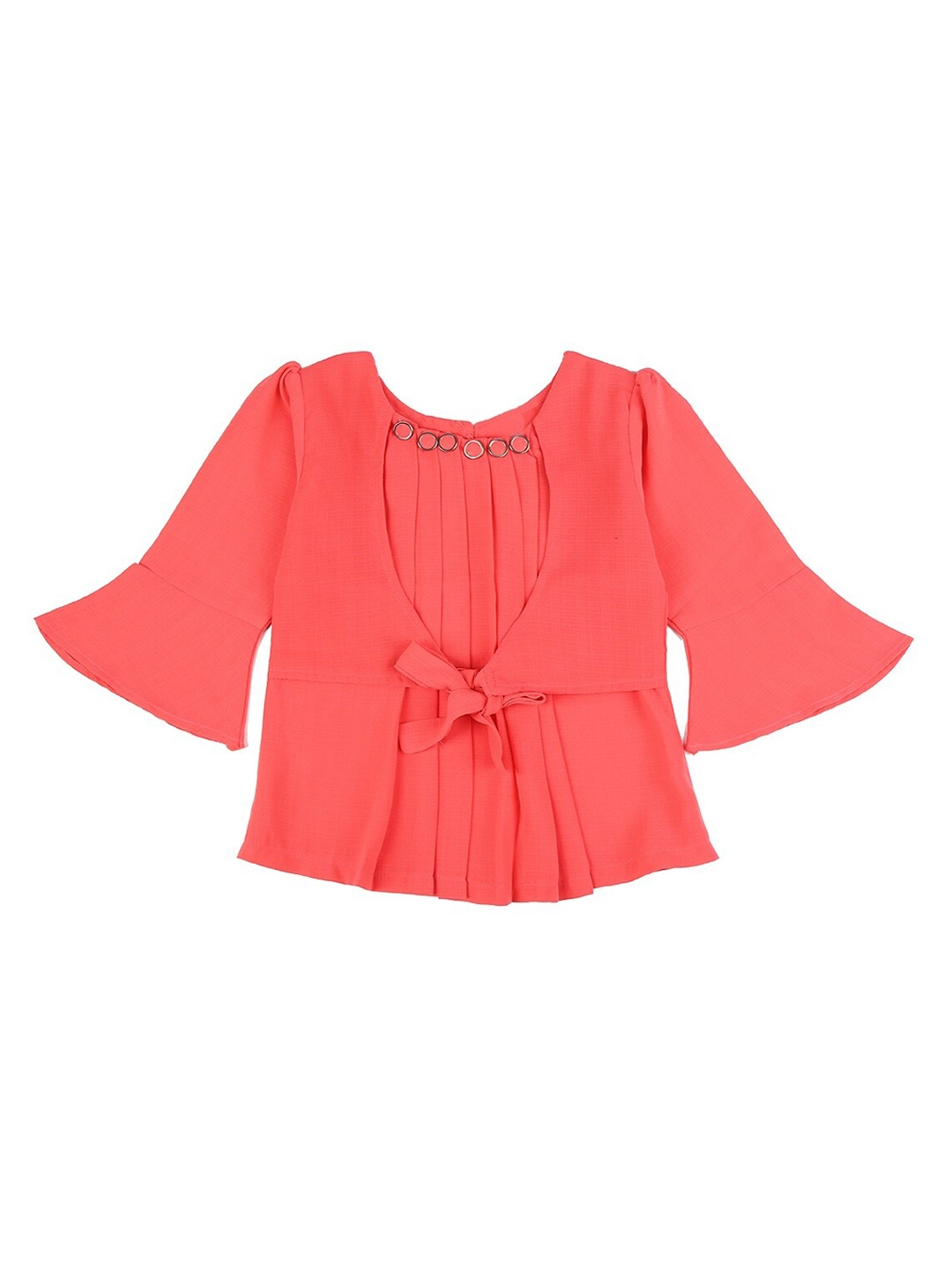 

V-Mart Girls Orange Solid Round Neck A-line Top