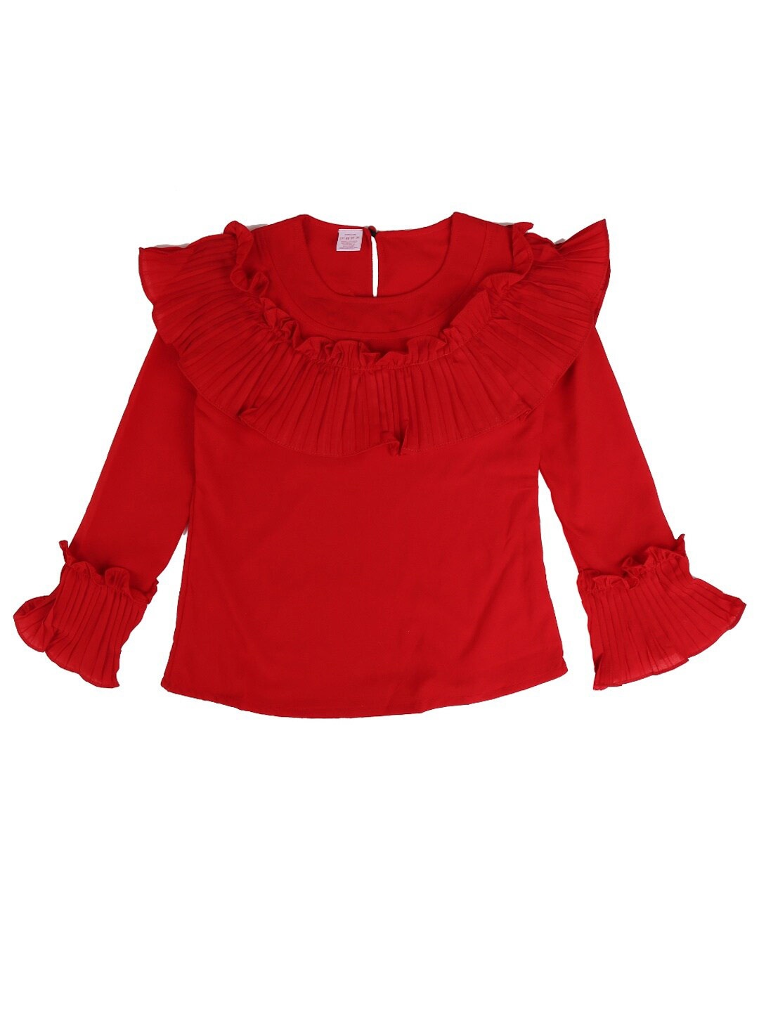 

V-Mart Girls Red Solid Round Neck Regular Top