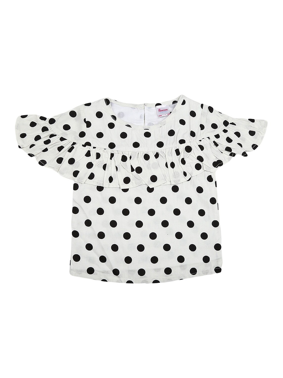 

V-Mart Girls Polka Dot Print Top, White