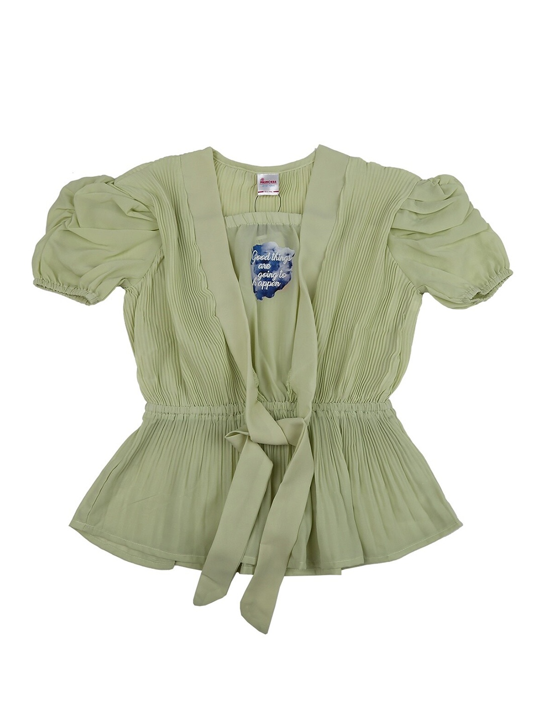 

V-Mart Kids-Girls Green Cinched Waist Top