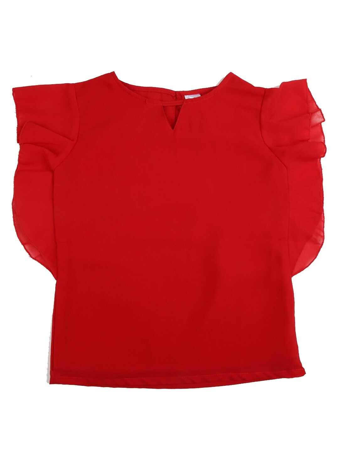 

V-Mart Girls Red Solid Key Hole Neck Regular Top