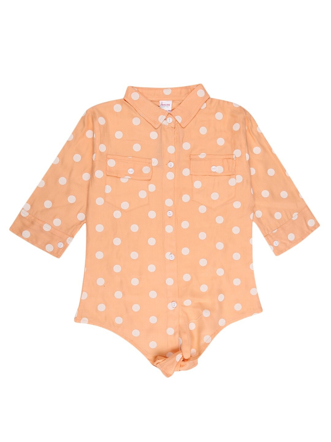 

V-Mart Kids-Girls Orange & White Print Shirt Style Top