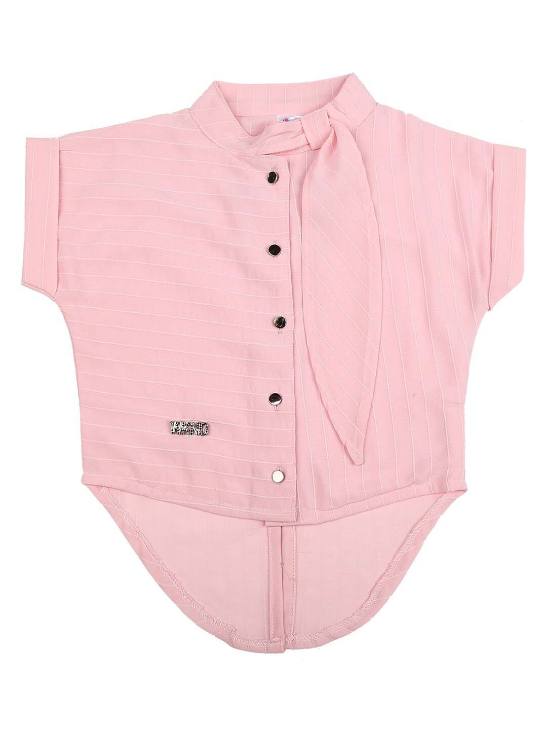 

V-Mart Kids-Girls Pink Striped Extended Sleeves Top