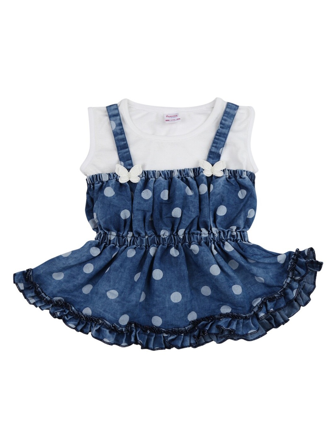

V-Mart Kids-Girls Blue Print Cinched Waist Top