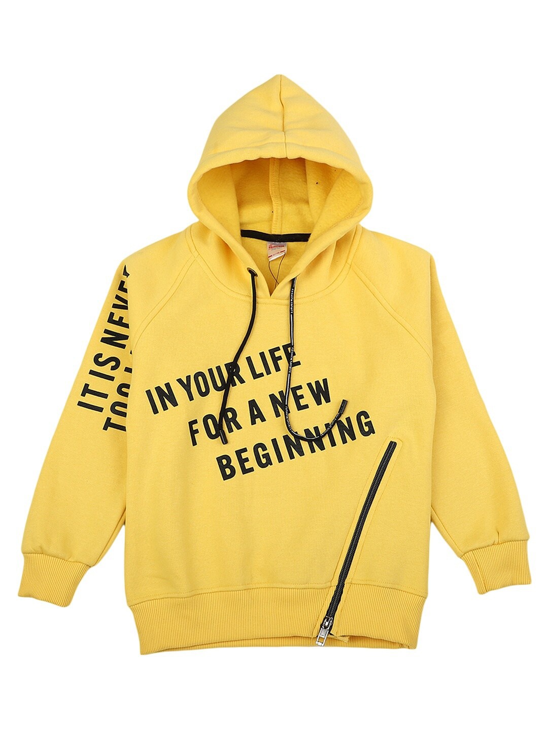 

V-Mart Girls Yellow Printed Hooded Sweatshirt