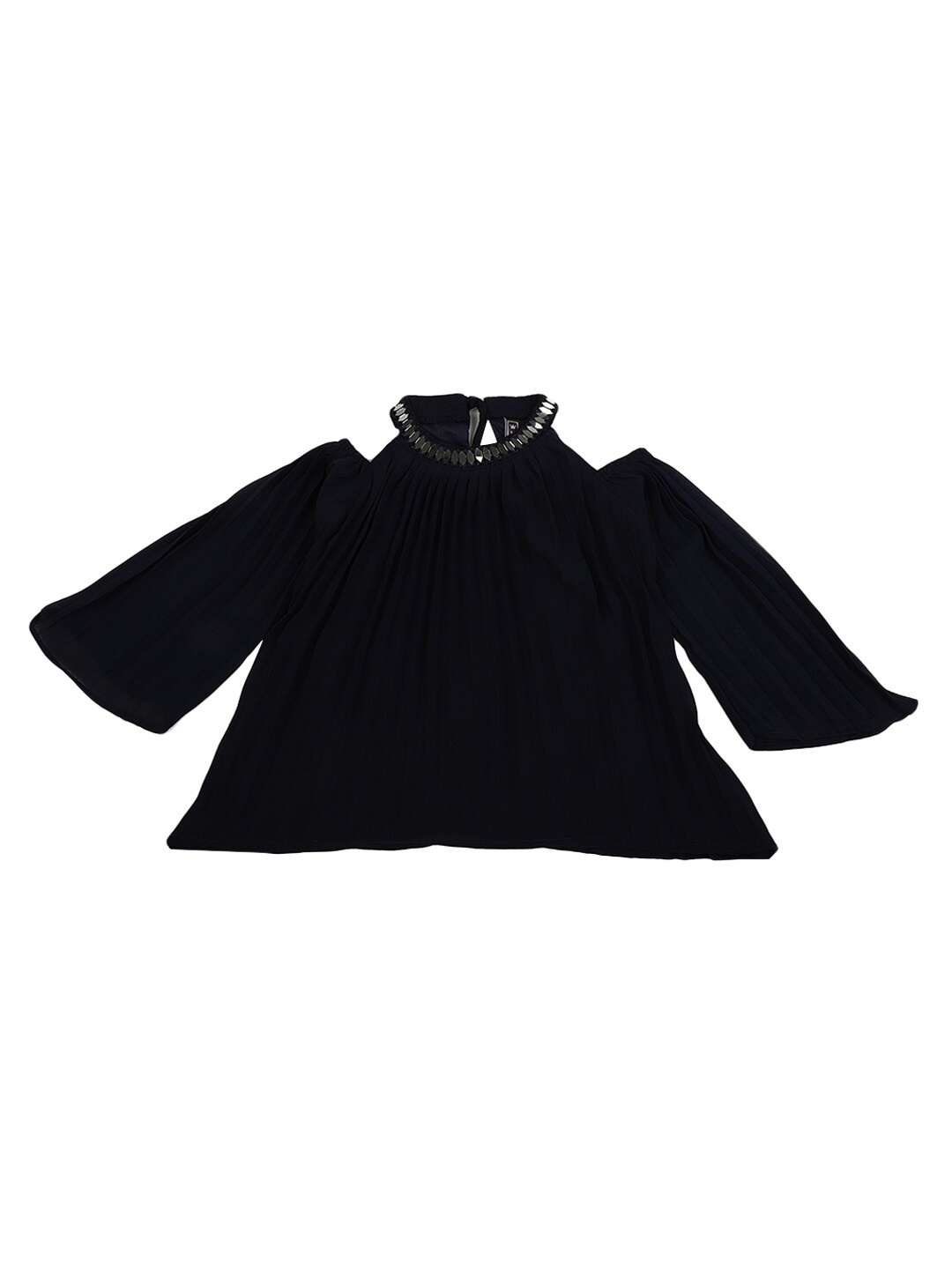 

V-Mart Girls Black Accordion Pleats Cold Sleeves Top