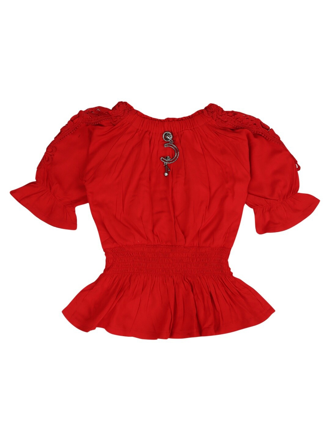 

V-Mart Red Cinched Waist Top