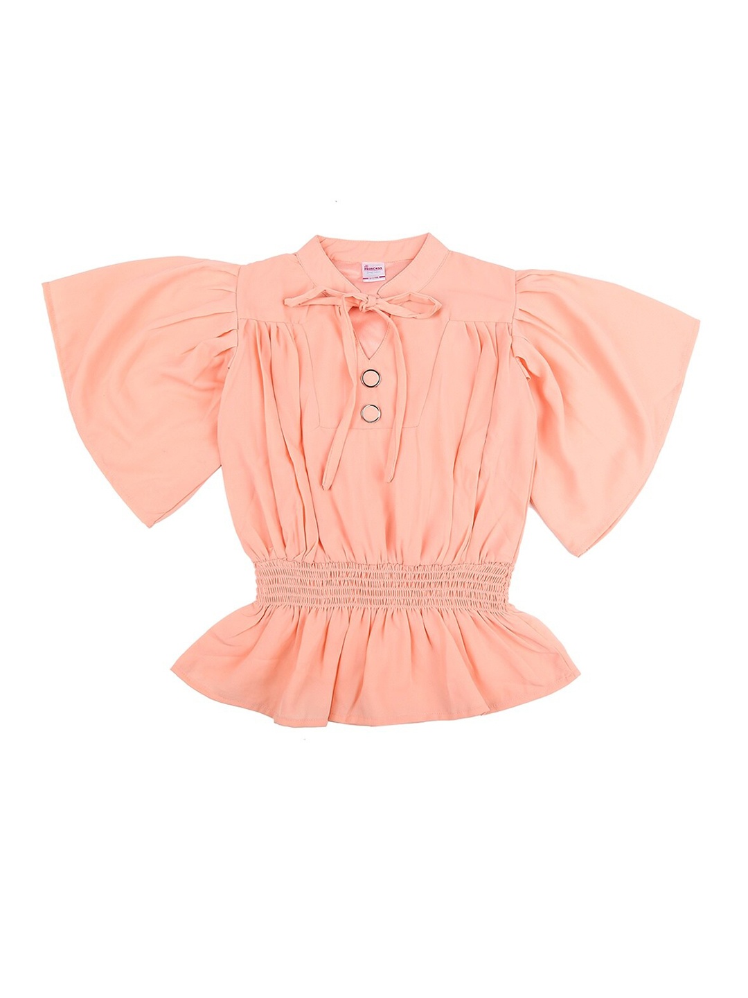 

V-Mart Kids-Girls Pink Solid Cinched Waist Top