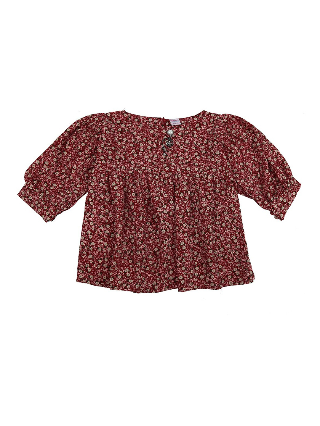 

V-Mart Kids-Girls Red Floral Print Regular Top