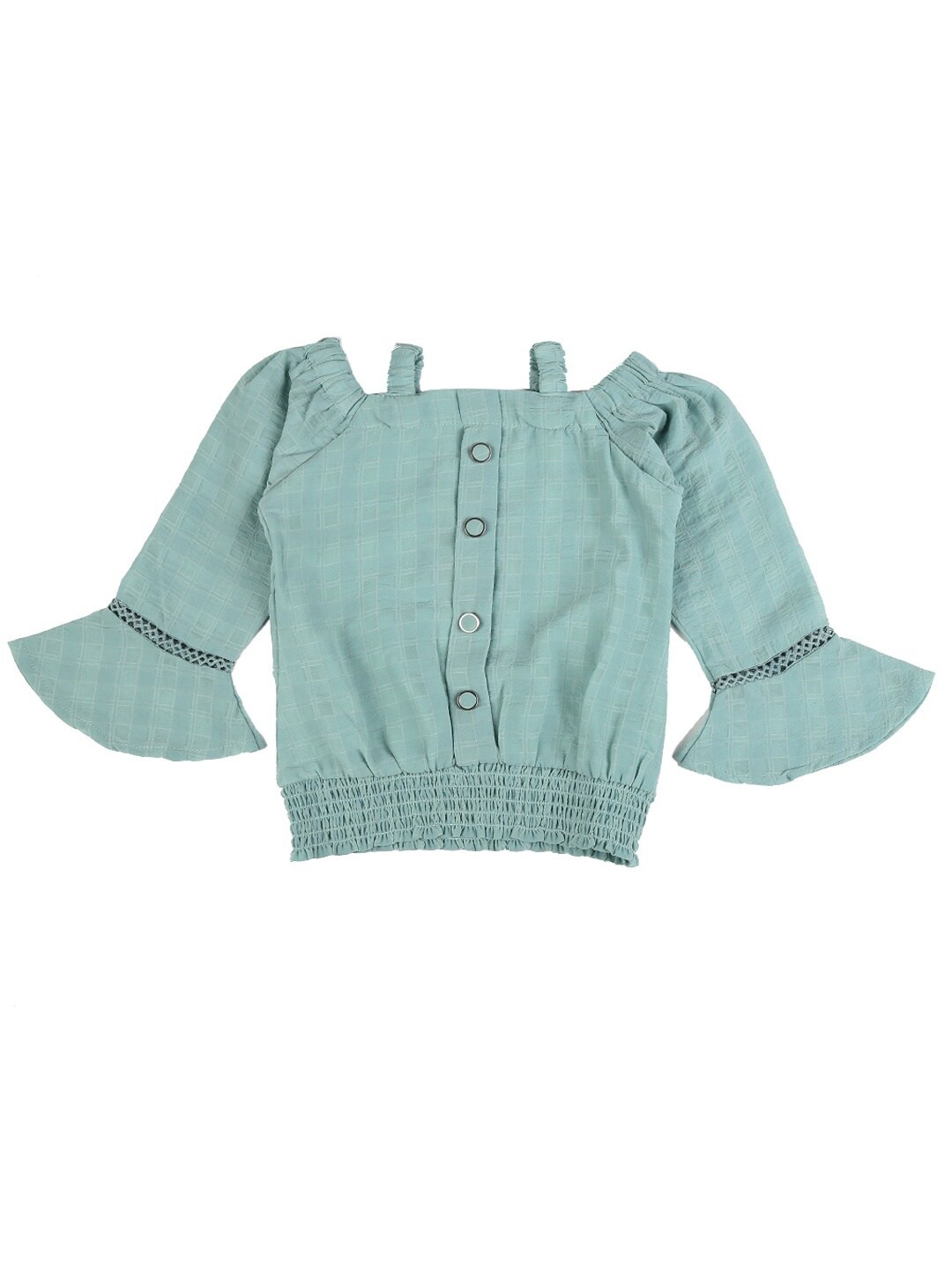 

V-Mart Kids-Girl Green Solid Blouson Top