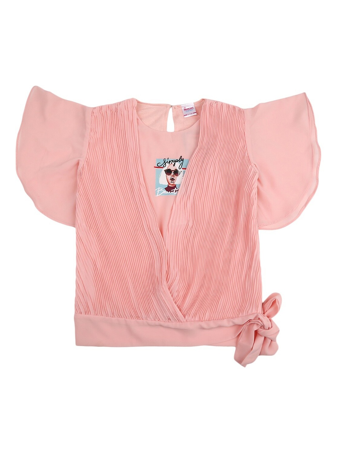 

V-Mart Girls Pink Printed Moss Crepe Top