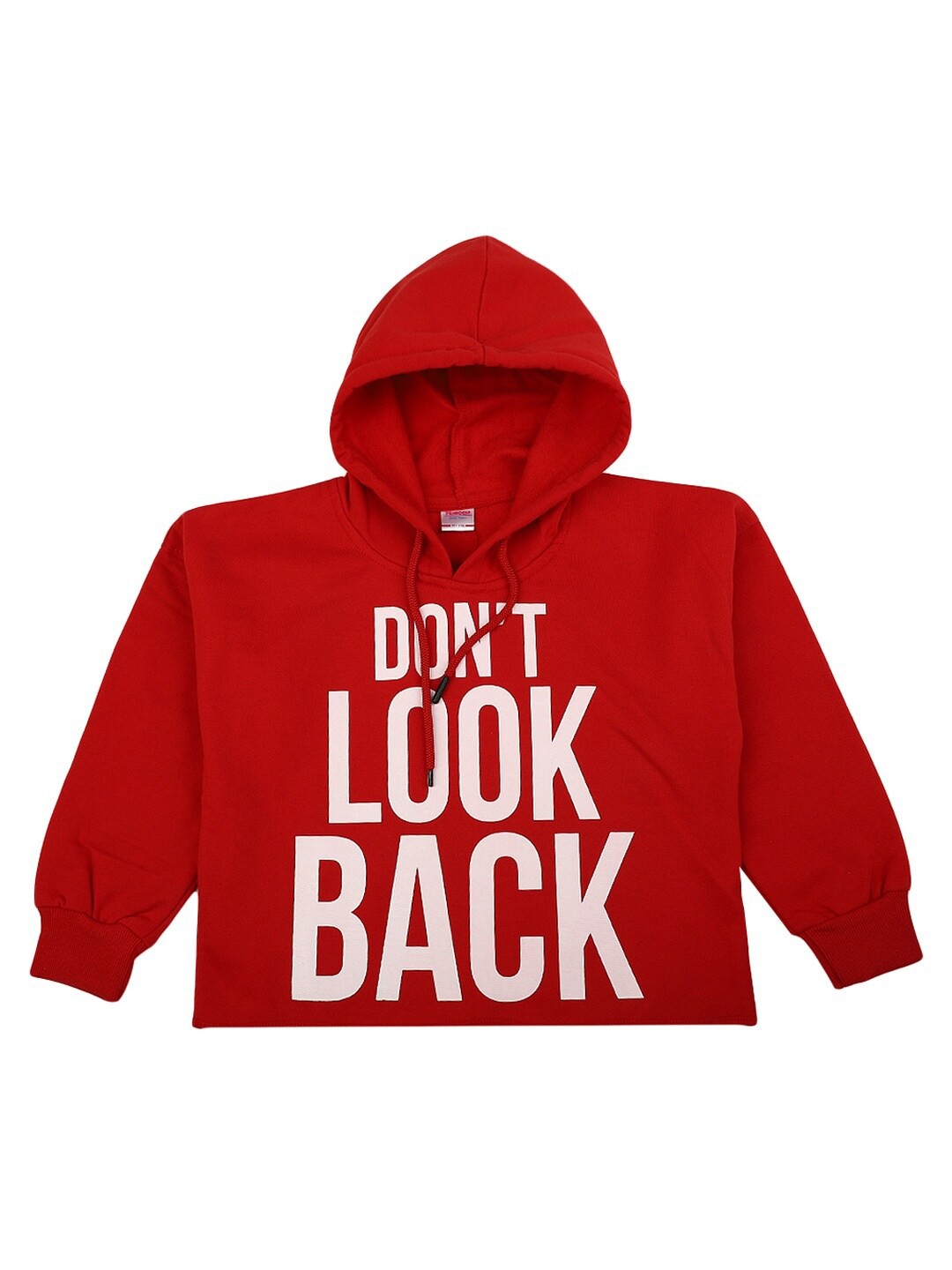 

V-Mart Kids-Girl Red Typography Print Hooded Regular Top