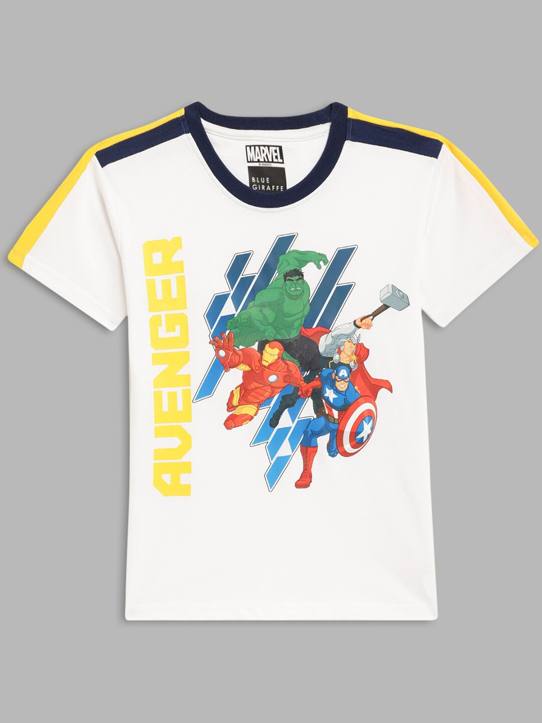 

Blue Giraffe Boys White Avengers Printed Cotton T-shirt
