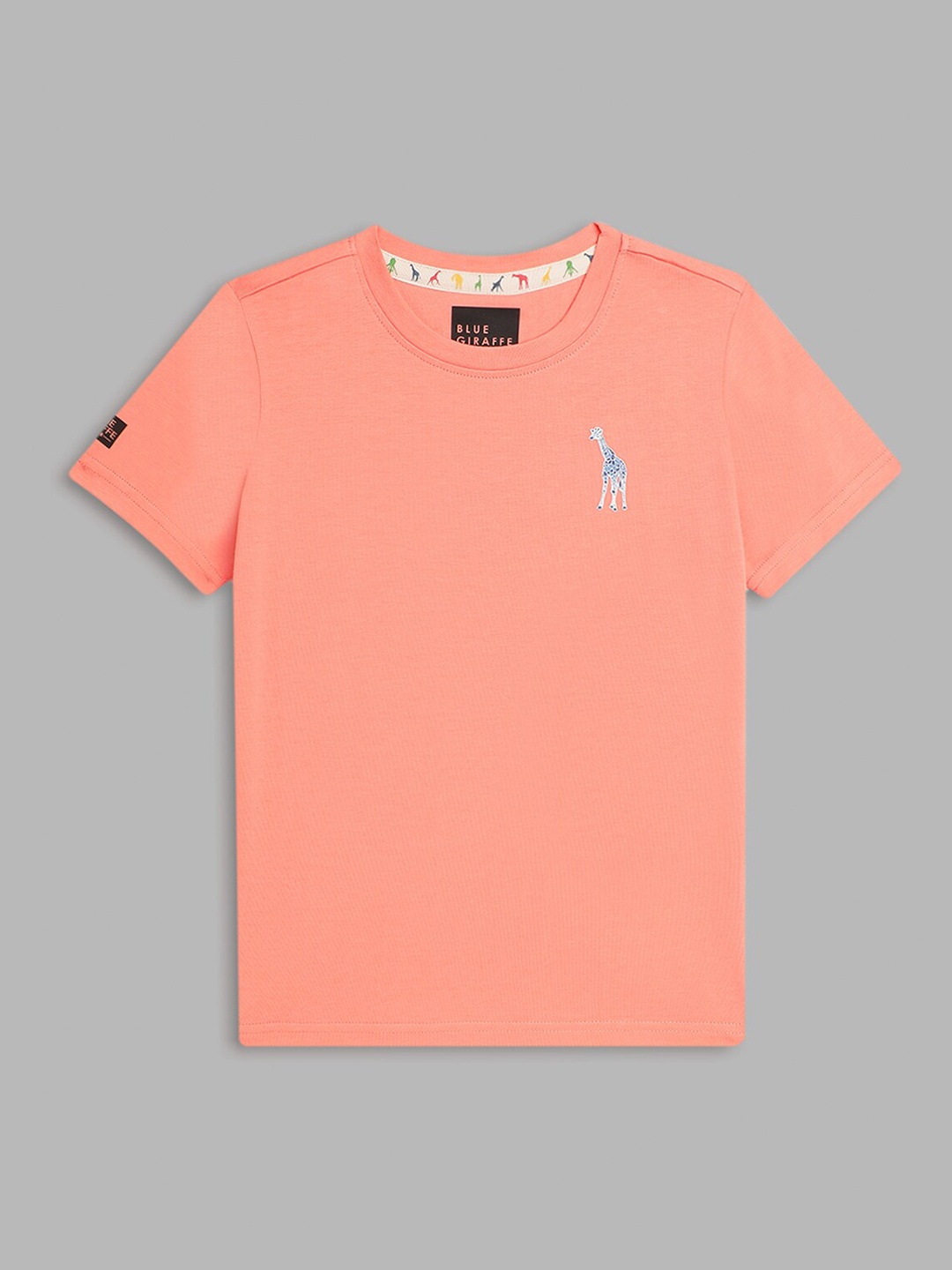 

Blue Giraffe Boys Peach-Coloured V-Neck Raw Edge T-shirt