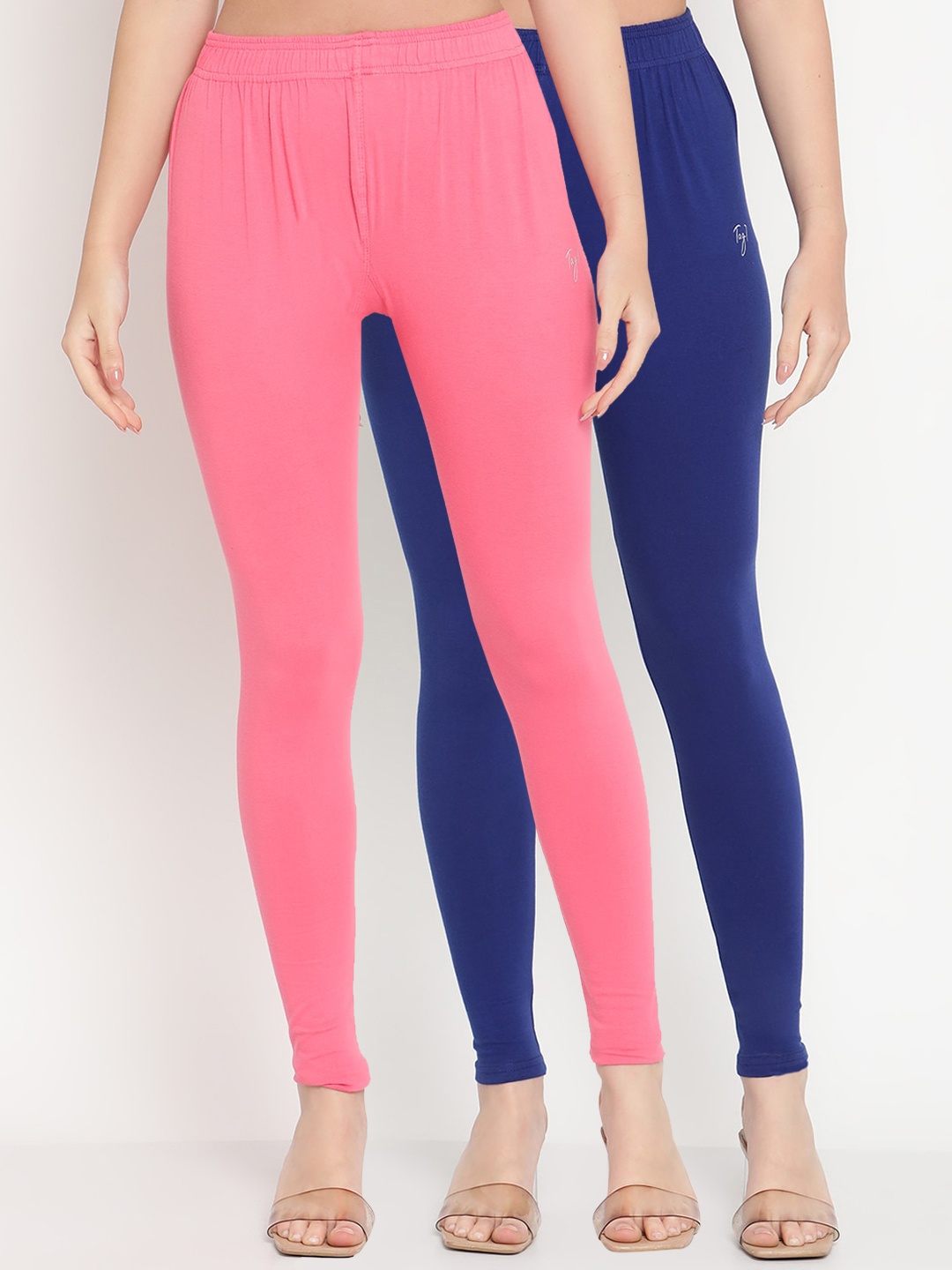 

TAG 7 Women Pack Of 2 Solid Ankle-Length Leggings, Pink
