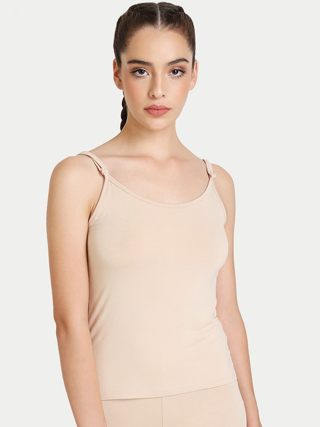 

Kazo Women Beige Solid Shoulder Strap Spaghetti Top