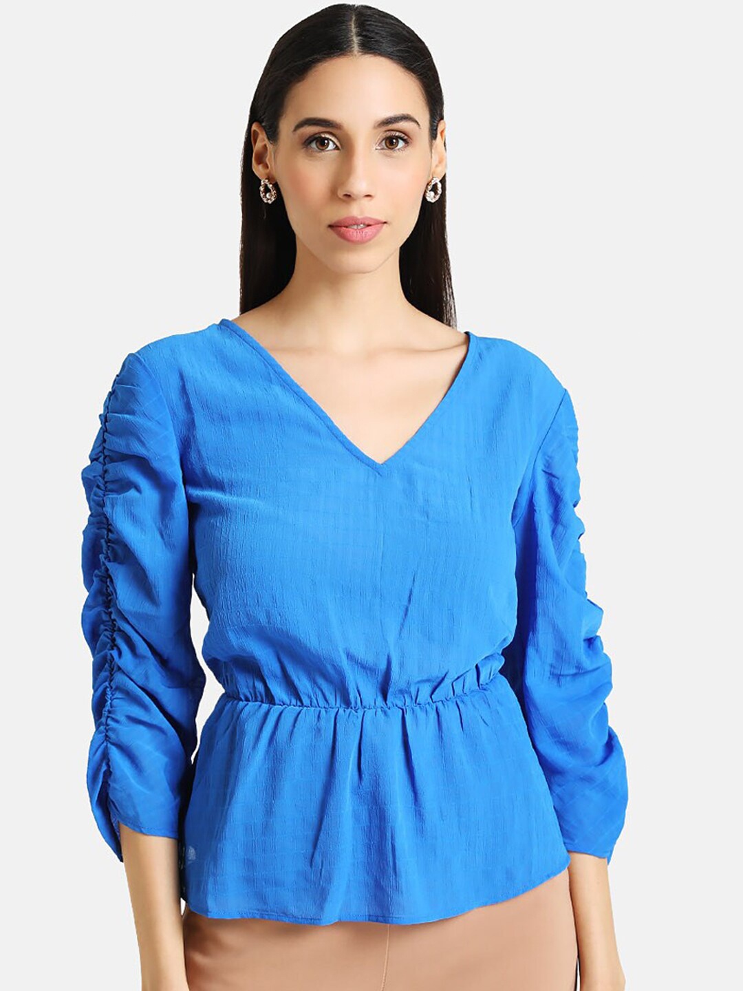 

Kazo Women Blue Crepe Peplum Top