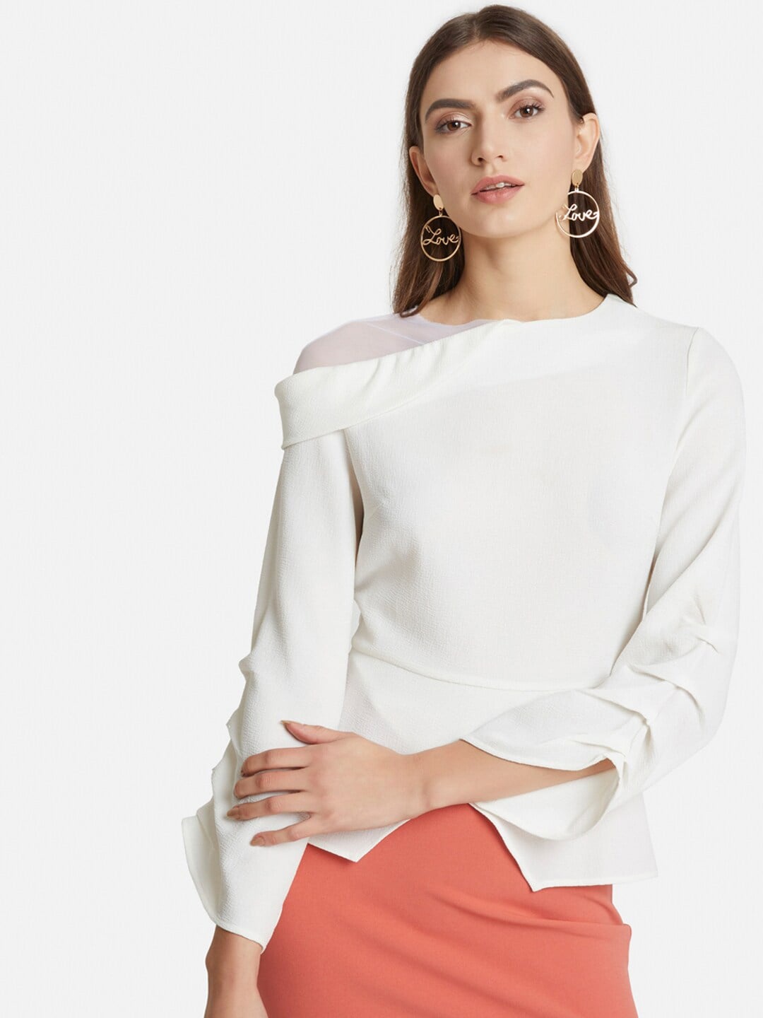 

Kazo Women White Crepe Top